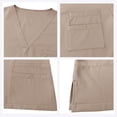 thumbnail image 4 of JDQJBZ Unisex Solid Color V Neck Pocket Top Short Sleeve Casual Work Shirt, 4 of 5