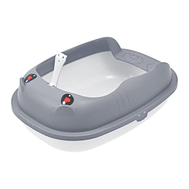 GROWTH TANK Cat Litter Box Cat Potty Pan Detachable Frame Potty Toilet Easy to Clean Gray L