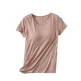thumbnail image 1 of Timegard Hauts d'Été pour Femmes avec Soutien-Gorge Intégré Col Ras du Cou Manches Courtes Tenue de Détente Pyjama Doux Décontracté T-Shirt, 1 of 7