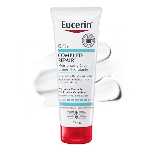 EUCERIN Complete Repair Moisturizing Cream for Dry to Very Dry Skin | Face & Body | 5% Urea Cream | Fragrance-free Cream | Non-Greasy Cream | Recommended by Dermatologists