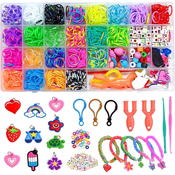 28 Colors Rubber Bands Bracelet Kits, Colorful Loom Bands with Storage Container for Bracelet Making Kit DIY Band Set for Kid Girls Birthday Gift