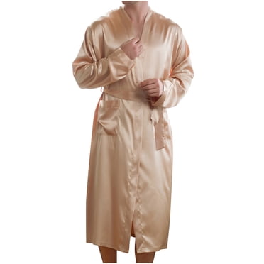 Peignoir de Pyjama Long pour Hommes, Uni, Décontracté, à Manches Longues, à Lacets, avec Poche pour la Maison