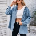 thumbnail image 2 of Yuyuzo Denim Jacket for Women Washed Lapel Button down Oversized Boyfriend Jean Jacket with Pockets, 2 of 7