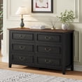 thumbnail image 4 of GIKPAL Black Dresser for Bedroom, 6 Drawers Wood Dresser with Antique Handles, Farmhouse Rustic Chest of Drawers for Bedroom, Living Room, Entryway & Hallway, 4 of 10