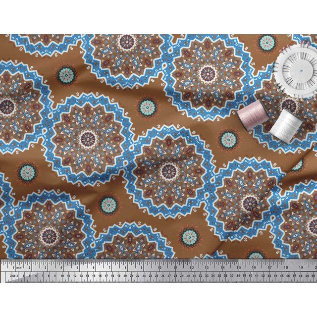 Soimoi Rayon Fabric Mandala Ethnic Printed Craft Fabric by the Yard 56 Inch Wide