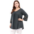 thumbnail image 1 of GRACE & GRANDEUR Women's Plus Size  Casual Solid Raglan Sleeves Tops Dark Grey 3X, 1 of 6