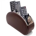 thumbnail image 1 of Remote Control Holder Organizer Table Desk Leather Control Storage TV Remote Control Organizer with 5 Spacious Compartments (Dark Brown with Beige Lining), 1 of 7