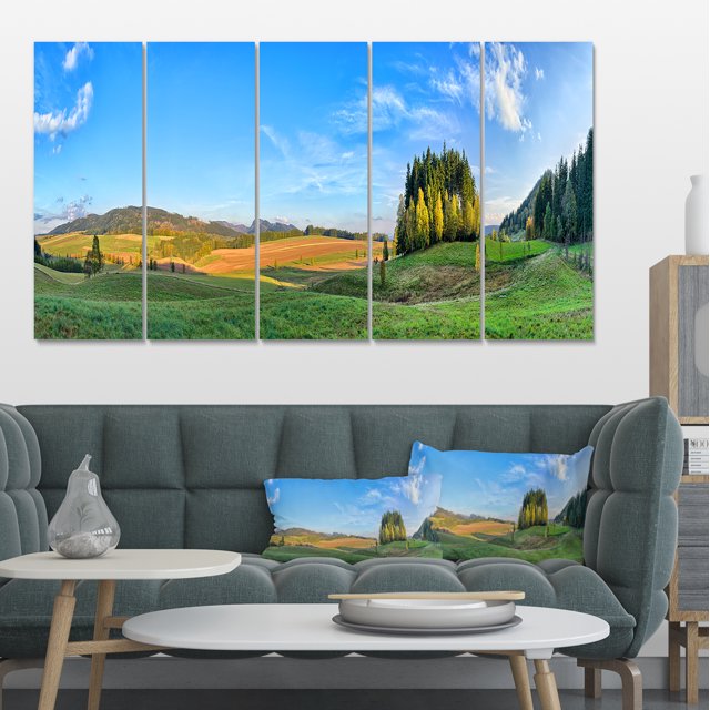 Long Panorama with Little Forest - Landscape Canvas Art Print