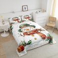 thumbnail image 4 of Cartoon Snowman Queen Comforter Set,Santa Claus Hat Bedding Set,Xmas Gift Down Comforter,Happy Winter Holiday Bed Set Microfiber, 4 of 7