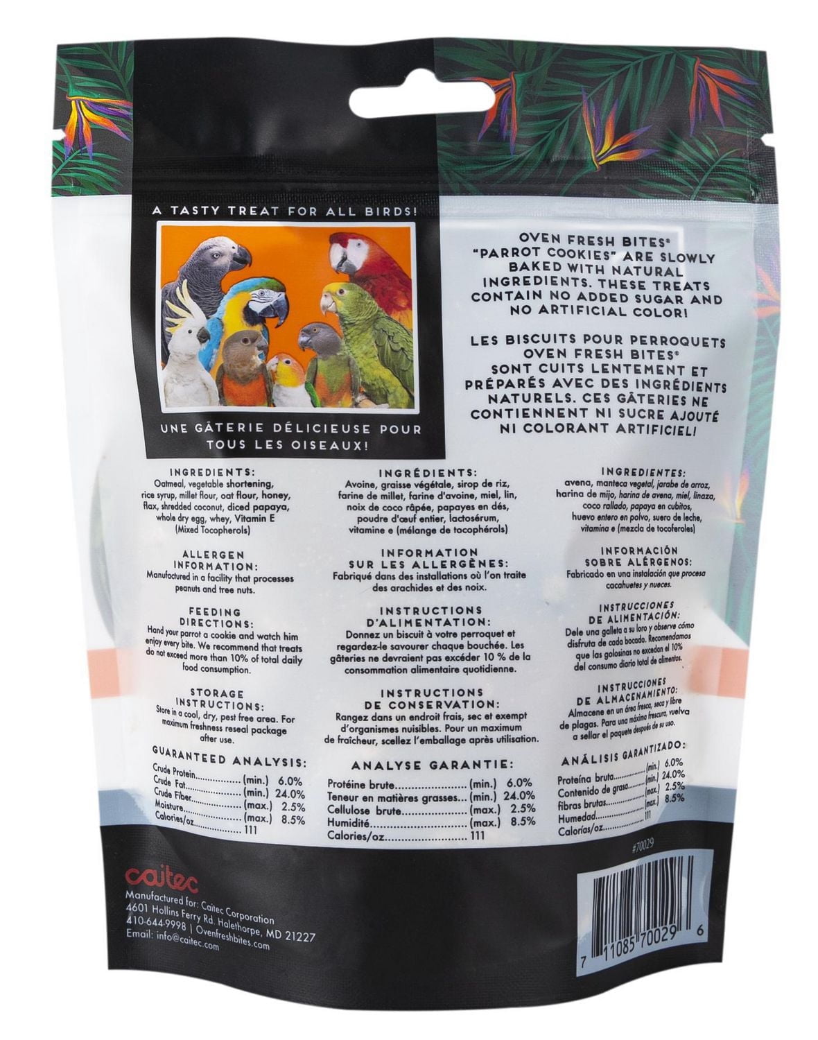 Oven Fresh Bites Gâteries Naturelles pour Oiseaux au Four à la <br>Noix de Coco et Papaye