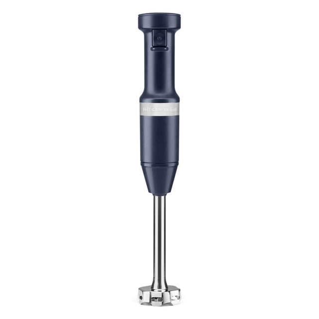 KitchenAid® Manette Filaire à Vitesse Variable Blender en Bleu Marine Mat avec Bande logo Argentée, avec un Bras de Mélange Amovible en Acier Inoxydable de 8 Pouces et un Interrupteur à Gâchette à Vitesse Variable, Conçu pour Mélanger des smoothies, des Soupes et des sauces.