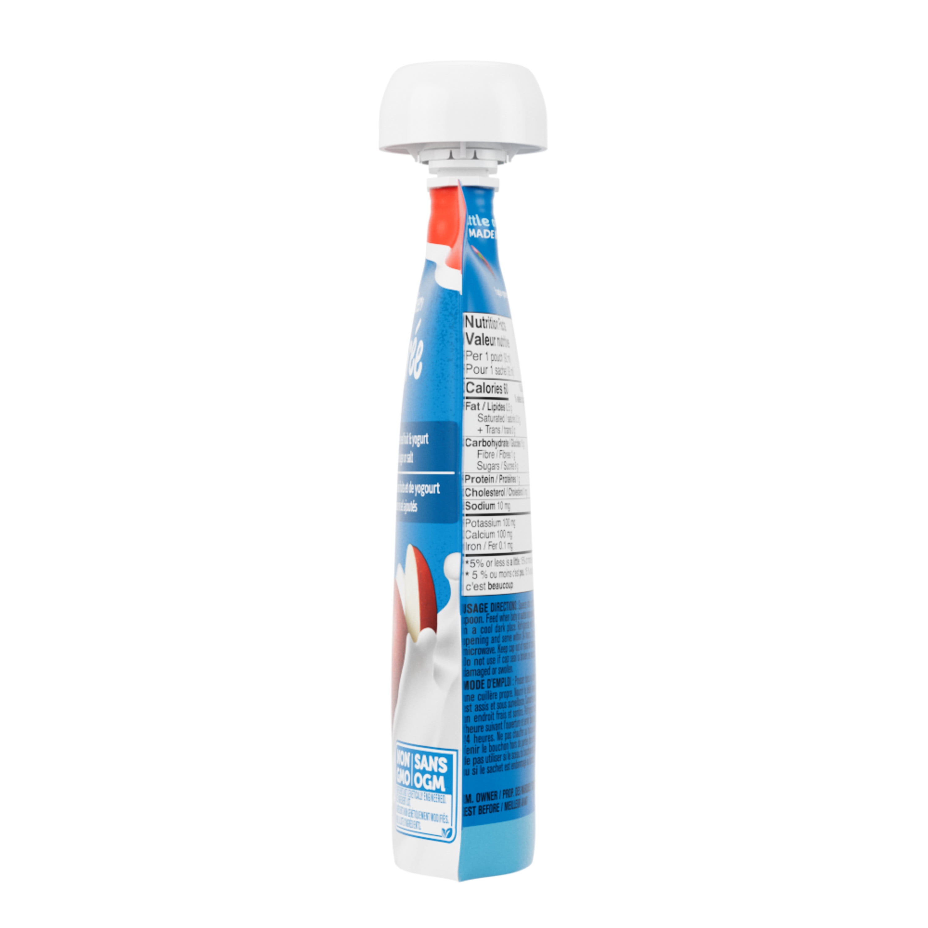 GERBER Purée Pommes et Yogourt, Faite avec de Vrais Fruits et du Yogourt, pour Bébés et Tout-Petits, Sans Sucre Ajouté, Sans Sel Ajouté, non-OGM, Sachet Refermable avec Bec 92ml