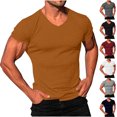 thumbnail image 1 of Haut Décontracté pour Homme à Manches Courtes, Mode, Couleur Unie, Ajusté, Col en V, Manches Courtes, 1 of 6