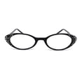 thumbnail image 3 of Womens Rhinestone Studded Oval Cat Eye Reading Glasses with Hard Case Black +1.0, 3 of 4
