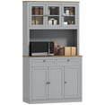 thumbnail image 1 of HOMCOM 71" Pantry Cabinet w/ Microwave Space Buffet w/ Hutch Grey, 1 of 10