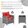 thumbnail image 2 of Costway Ensemble Bistro de 3 Pcs en Rotin pour Patio Canapés Coussinés Table d'Appoint Accoudoirs Rouge, 2 of 9