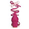 thumbnail image 3 of BLISSFUL STEP Women's Open Toe Color Block Lace Up Heel Sandals, 3 of 7