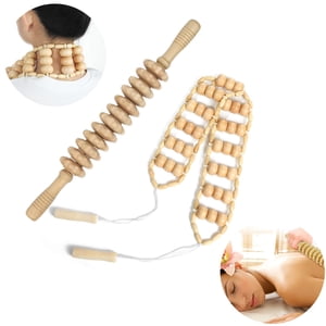 Outils en bois pour rouleaux de massage, bâton de massage thérapeutique, corde de massage , Kit de relaxation pour le dos, cou , épaules , jambes , taille , douleur musculaire facile