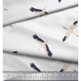 thumbnail image 3 of Soimoi White polyester Crepe Fabric Flying Stork Bird Decor Fabric Printed Yard 52 Inch Wide, 3 of 5