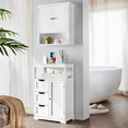thumbnail image 2 of Yaheetech Armoire de Salle de Bain Autoportante avec Rangement, Blanc, 2 of 10