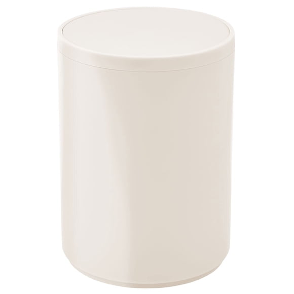 mDesign Plastic Small Slim Round 1.7 Gallon/6.5 Liter Trash Can with Removable Swing Lid - Wastebasket, Garbage Container Basket Bin for Master/Guest Bathroom - Holds Ru