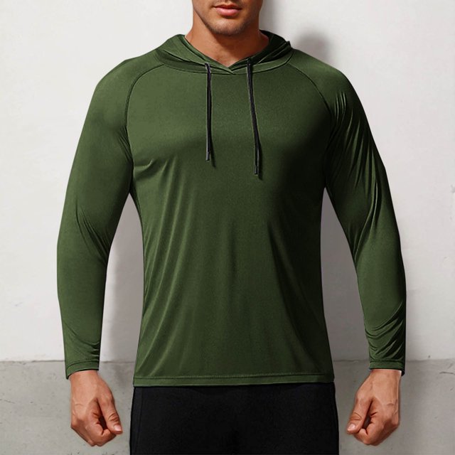 Gym Shirts for Men Long Sleeve UPF 50+ Sun Shirts Compression Fit Fishing Shirt Raglan Quick Drying Workout Hoodies
