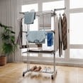 thumbnail image 2 of Foldable Clothes Drying Rack, Oversized 4-Tier (68.9" High) Laundry Rack Clothing Dryer, Garment Laundry Hanger Rack with 2 Side Wings and 4 Casters, 2 of 8
