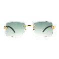 thumbnail image 3 of 90s Music Mogul Gangster Rapper Rimless Narrow Rectangle Luxury Sunglasses Gold Black Green, 3 of 4
