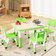 thumbnail image 3 of Ourlova Modern Kids Adjustable 31.5" Table and 4 Chair Set with Non-Slip Desk Legs & Graffiti Desktop Preschool Activity Kids Table Set, 3 of 9