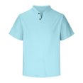 thumbnail image 3 of Chemises pour Hommes Lin Chemise Homme à Manches Courtes Couleur Unie Coton Lin Chemise Décontractée à Manches Courtes Col Pliable Haut Blouse à Col Rabattu, 3 of 5