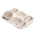 thumbnail image 2 of EARKITY Divided Plates, Reusable Unbreakable Wheat Straw Plates, 5 Compartment Lunch Trays, Rectangular Portion Control Plate With Spoon Chopsticks Bowl, Dishwasher Safe, 2 of 2
