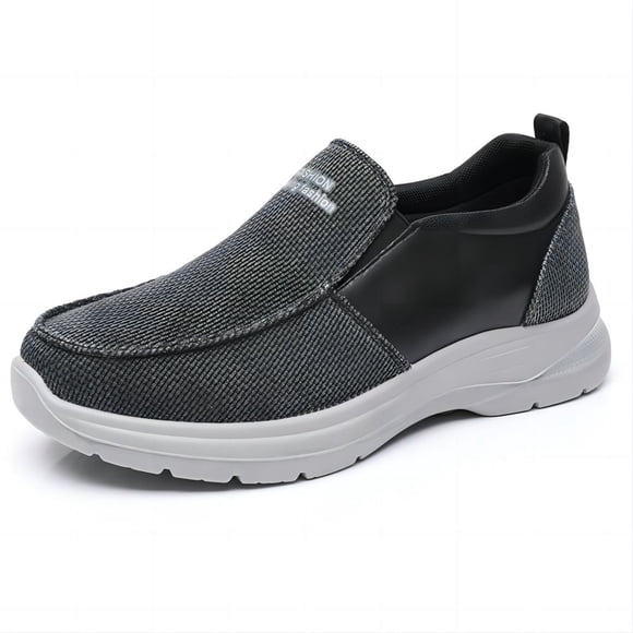 Mens Casual Loafers Walking Comfortable Lightweight Wide Toe Canvas Breathable Athletic Shoes Black 10 US