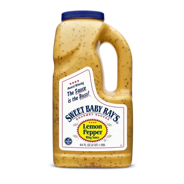 Sweet Baby Ray’s Lemon Pepper Wing Sauce, Professional Citrus & Cracked Pepper Glaze, 64 oz (1.89L) Bulk Jug