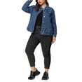 thumbnail image 2 of Agnes Orinda Women's Plus Size Jean Jacket Stitching Button Washed Denim Outerwear Coat L Denim Blue, 2 of 8