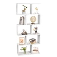 thumbnail image 1 of 5-Tier S-Shaped Bookshelf, Wooden Geometric Bookcase with Anti-collapse Device Design, Modern Decorative Storage Display Shelf for Home Office, White, 1 of 8