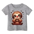 thumbnail image 4 of T-shirts Filles Enfants Imprimé Animaux Mignons Sports Décontracté Col Rond Manches Courtes Hauts Filles Gris 8-10 Ans, 4 of 4