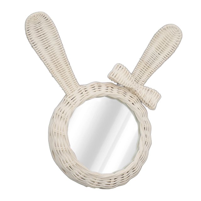 Rattan Makeup Mirror, HD Shaped Rust Proof Cute Hanging Decorative Mirror Retro for Bathroom
