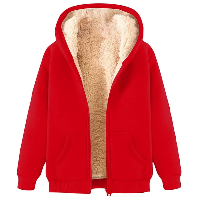 Chandail à Col Rond d'Automne pour Homme, Chandails à Capuchon d'Hiver, Molleton Chaud, Chandail Lourd, Fermeture Éclair, à Capuche avec Poches, P-19 Rouge-A 3TG