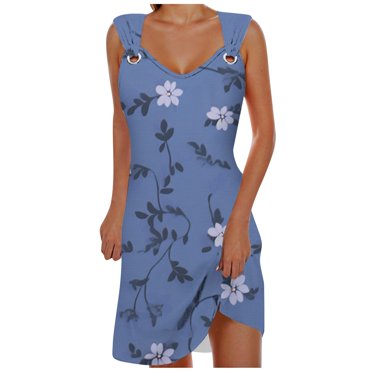 TJAZFJPA Robe à Manches Courtes Dames Élégante Jupe Midi à Bretelles Dames Robe Décontractée Imprimée Jupe de Plage Longue Robe d'Été Robes de Tennis pour Femmes
