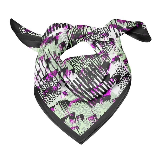 Bimba Womens Rectangular Printed Cotton Voile Scarf Neck Head Wrap-40 x 40 Inches. This lightweight and soft cotton voile scarf features a vibrant abstract print in shades of black, white, green, and purple. The scarf measures approximately 40 x 40 inches and can be styled in various ways, such as around the neck, over the head, or as a wrap. Ideal for adding a pop of color to casual or beachwear.