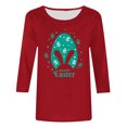 thumbnail image 4 of RKSTN Hauts de Pâques pour Femmes Tendance Pâques Printemps Été Col Rond Manches 3/4 Blouse Douce Hauts Oeufs de Pâques Mignon Lapin Imprimé Coupe Ample Hauts, 4 of 4