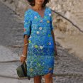 thumbnail image 1 of Robes pour Femmes 2024 Été Surdimensionnée Décontractée Ample Coton Lin Manches Courtes Col Rond Robe Manches Courtes Col Rond Robe Rabais de 50 % Liquidation!, 1 of 5