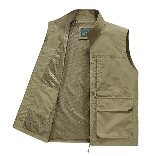 Grrvtrz Mens Outdoor Work Photo Cargo Safari Fishing Travel Vest Jacket Multi Pockets
