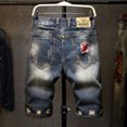 thumbnail image 1 of Short en Denim Homme Vêtements Pantalon d'Été Grande Résilience Mode Décontracté Court Spécial Fermeture Éclair Ajustable Ample Jeans 780 Bleu 33, 1 of 8