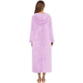 thumbnail image 4 of WRKEKC Robes for Women Solid Color Long Sleeve Fall Winter Flannel Open Front Hooded Zip Robe Womens Casual Bathrobe, 4 of 4