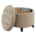 thumbnail image 2 of Convenience Concepts Designs4Comfort Pouf de Rangement Rond en Faux Lin, 2 of 5