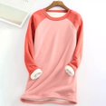 thumbnail image 2 of Chandail en Molleton Doublé Sherpa en Polaire pour Femmes, Chandail Chaud d'Hiver, Col Rond, Automne, Tunique de Détente, Rouge Melon D\'eau 2TG, 2 of 6