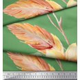 thumbnail image 2 of Soimoi Tissu Vert Moss Georgette Imprimé Feuilles & Pêche Floral pour Couture BTY 42 Pouces de Large, 2 of 3