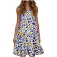 thumbnail image 2 of Ovzne Robes pour Femmes Robe d'Été Mode pour Femmes Vacances d'Été Couleur Unie Sans Manches Robe de Fête de Plage Robe Grande Taille Robe Imprimée Liquidation, 2 of 6