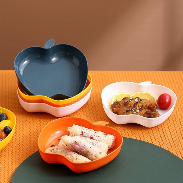 Sentmoon Plates Apples Shape Plates Impregnable Dinner Plates Dishwasher Microwave Safe Plastic Plates Reusable Lightweight Plates for Kitchen Or Camping 3.35x3.15 Inches Graduation Party Supplies
